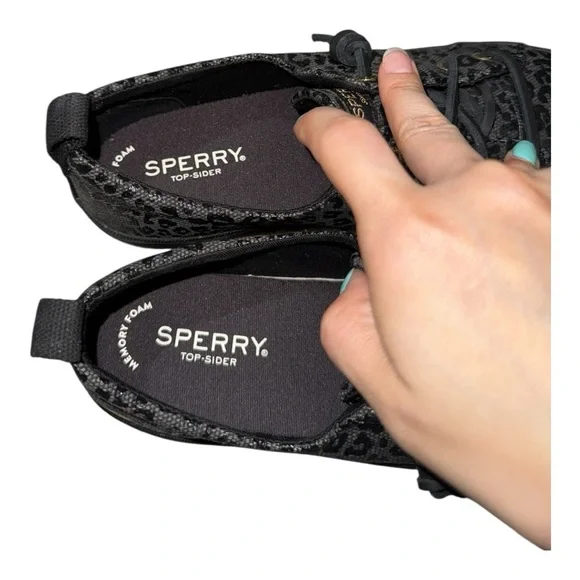 Women’s Sperry Black Animal Cheetah Print Sneakers - 7 - Picture 6 of 10